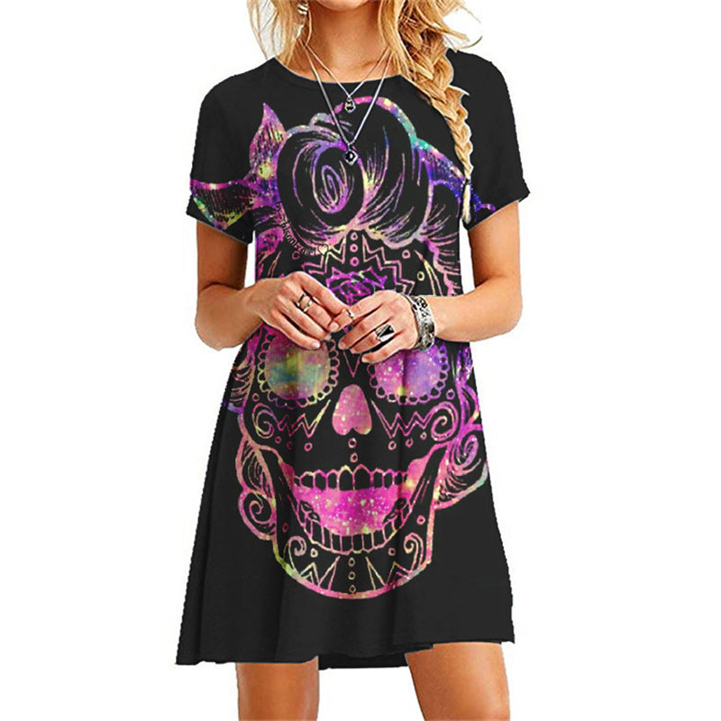 Halloween 3D Creative Print Skull Pattern Dress - MomyMall 1 / S