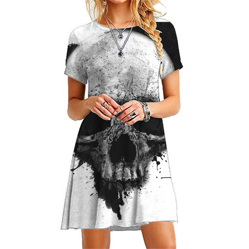 Halloween 3D Creative Print Skull Pattern Dress - MomyMall 8 / S