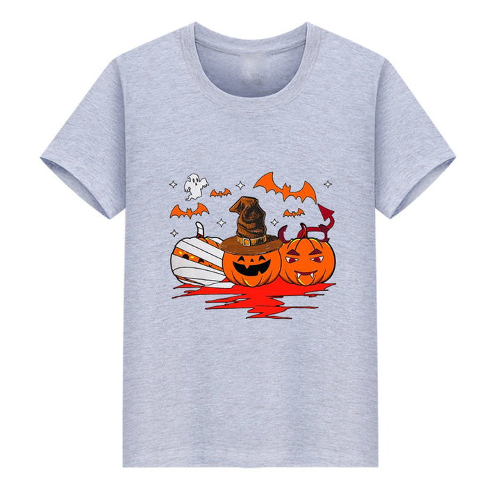 Halloween Devil Pumpkin T-shirt - MomyMall Gray / S