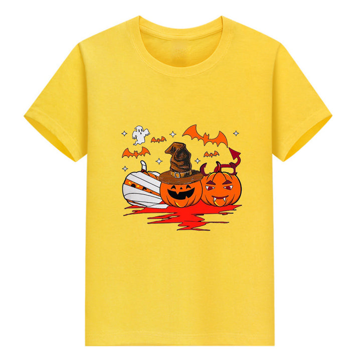 Halloween Devil Pumpkin T-shirt - MomyMall Yellow / S