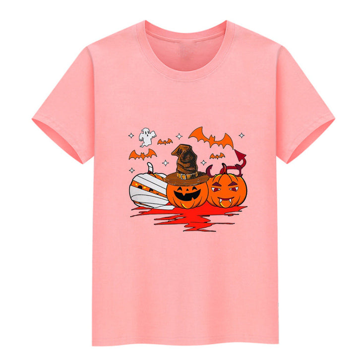 Halloween Devil Pumpkin T-shirt - MomyMall Pink / S