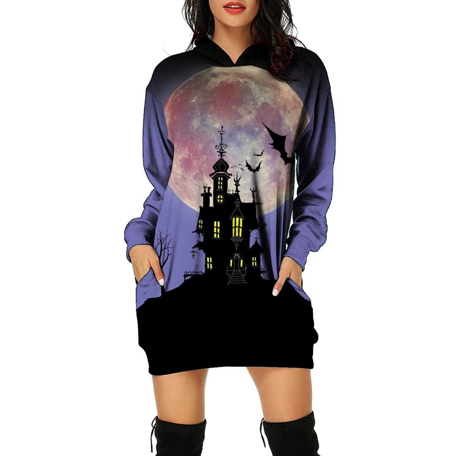 Halloween Graphic Drawstring Breathable Dress - MomyMall