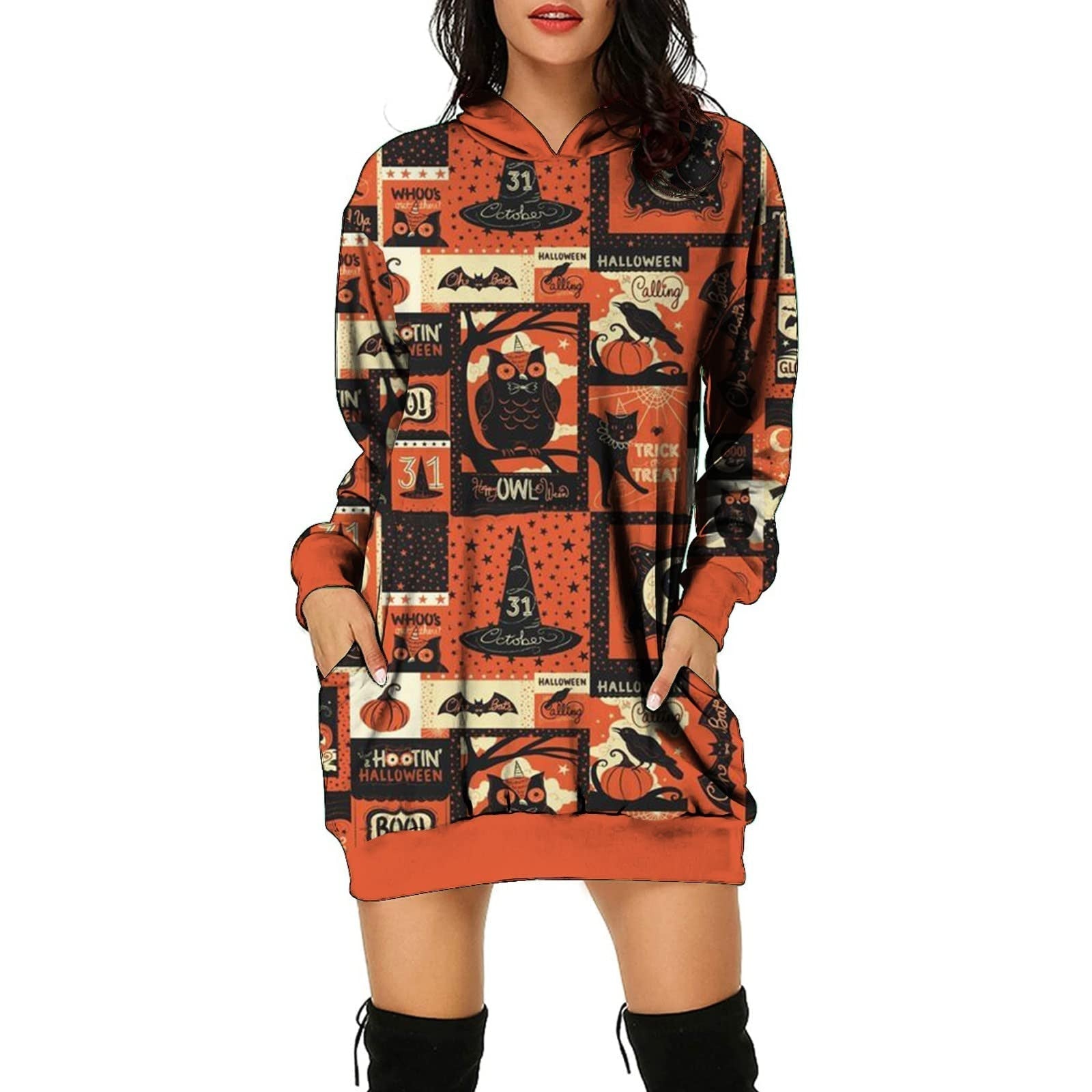 Halloween Graphic Drawstring Breathable Dress - MomyMall