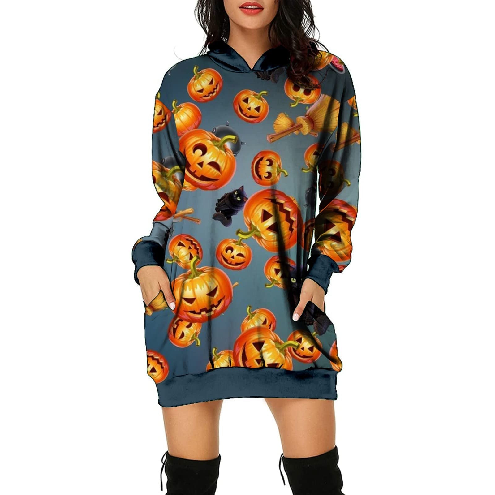 Halloween Graphic Drawstring Breathable Dress - MomyMall