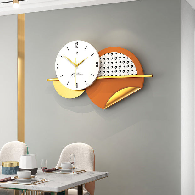 Horloge murale d'art créatif nordique - Grande horloge de décoration murale en métal de luxe 