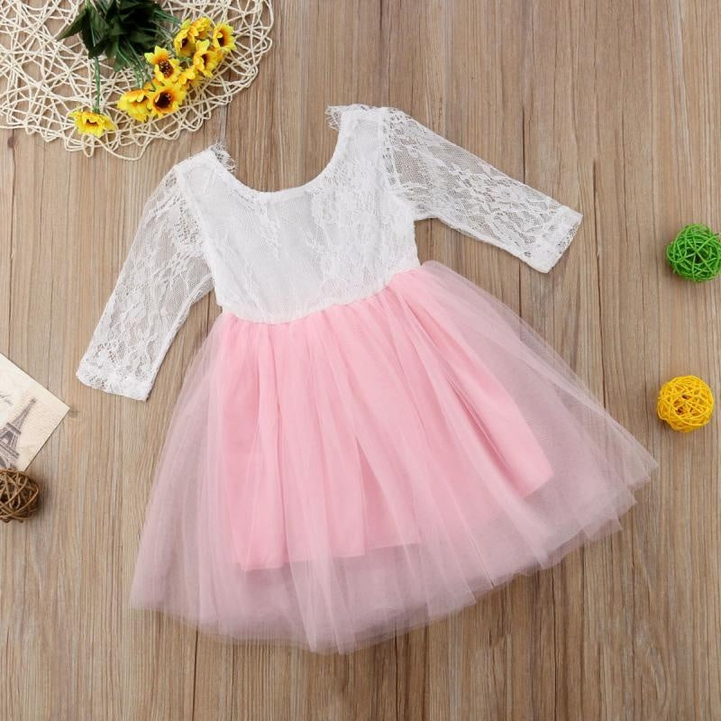 Kids Girls Flower Lace Tutu Dress 1-6 Years