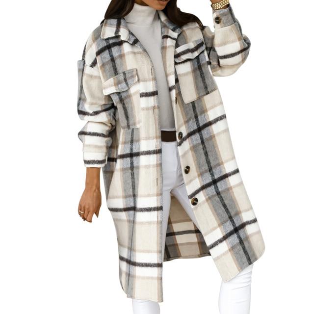 Long Plaid Oversized Check Shacket