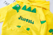 Cute Dinosaur Boys Hooded Fall Outfits 3 Colors 2 Pcs Sets - MomyMall