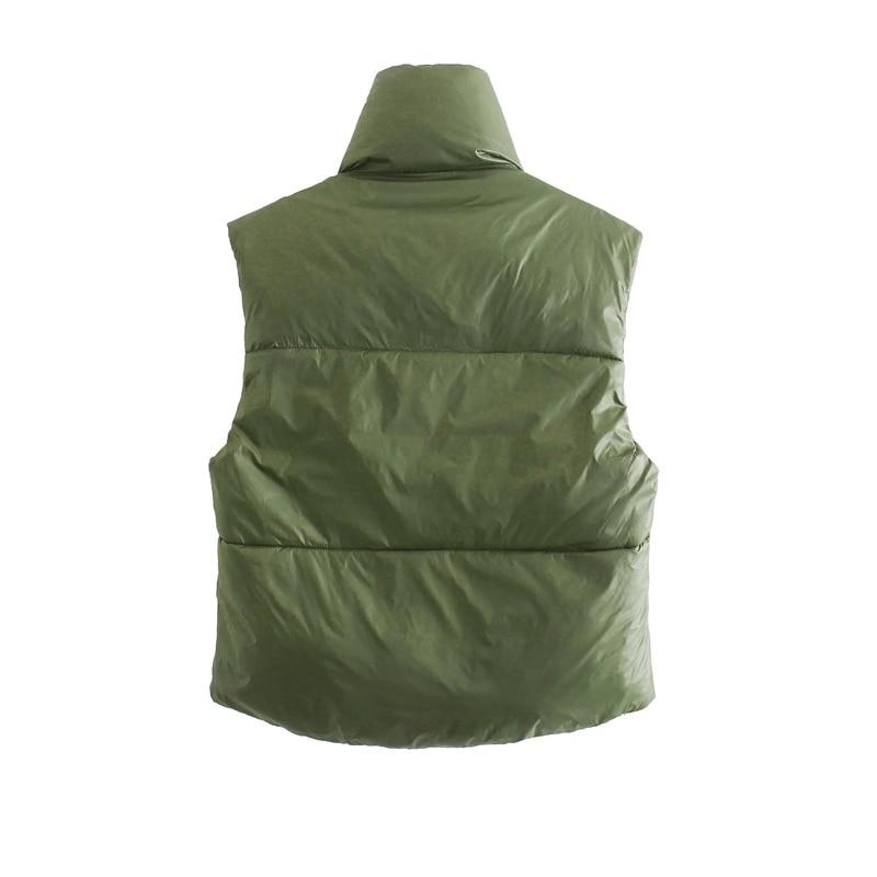 High Neck Cropped Drawstring Gilet - Puffer Vest