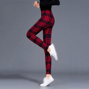 Plaid High Waist Fitness Leggings - MomyMall BLACK/RED / S