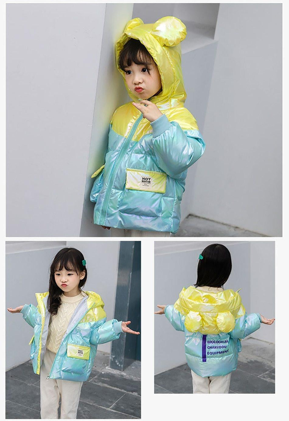 Winter New Lightweight Down Jacket Boys Girls White Bright Warm Coats - MomyMall