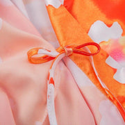 Tie Dye Night Robe With Belt -  Satin Mini Night Gown