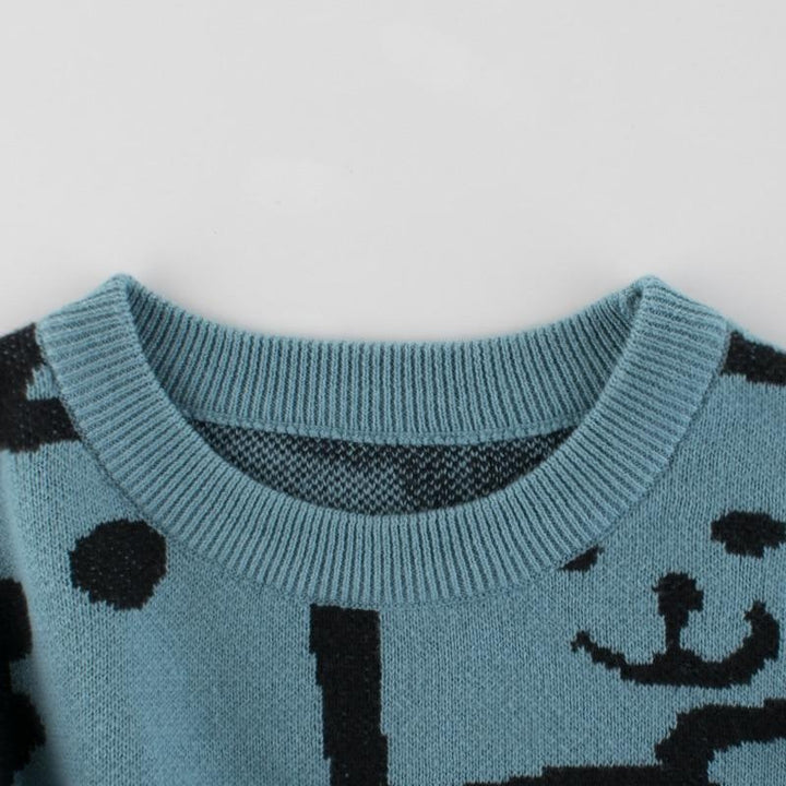 Kids Boys Sweater Full Sleeve O-Neck Print Cartoon Pullover 2-9 Years