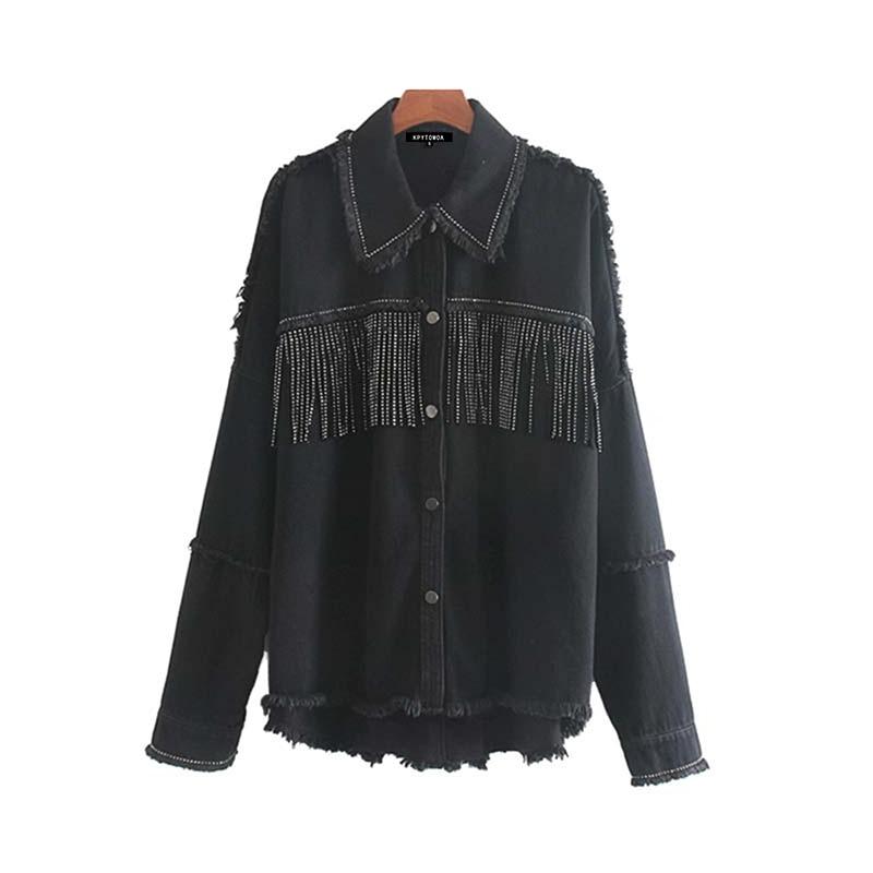 Frayed Oversized Retro Fringe Denim Jacket