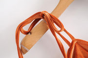 Tie Up Spaghetti Strap Bodycon Mini Dress - Ruched Velvet Mini Dress - MomyMall