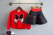 Kids Baby Girl Autumn Sets Long-sleeve Tops+Pleated Skirts 2Pcs Outfits