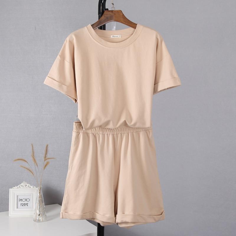 Short Sleeve T-Shirt & High Waist Short Basic Loungewear Co-Ord