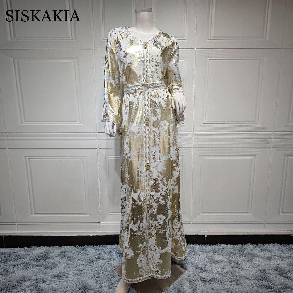 Morocco Caftan Siskakia Loose Ethnic Maxi Dresses - MomyMall White dress / S / China