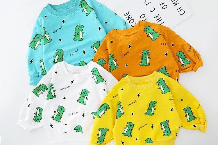 Boys Clothes Sets Dinosaur Printed Top + Denim Overalls 2Pcs Suits for 1-4 Years - MomyMall