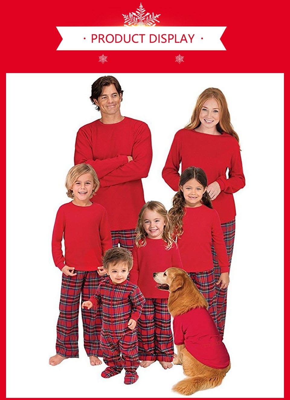 Christmas Family Matching Pajamas Red Nightwear Family Look Outfits - MomyMall