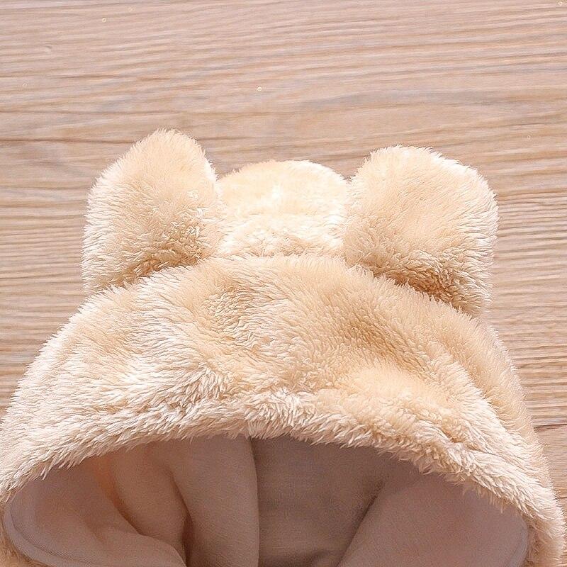 Baby Bear Warm Romper Fleece Hooded Jumpsuit - MomyMall