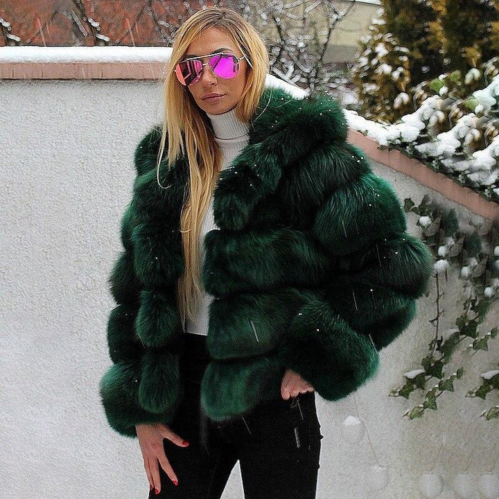 Hooded Faux Fur Bubble Coat - Luxury Winter Faux Fur Coat