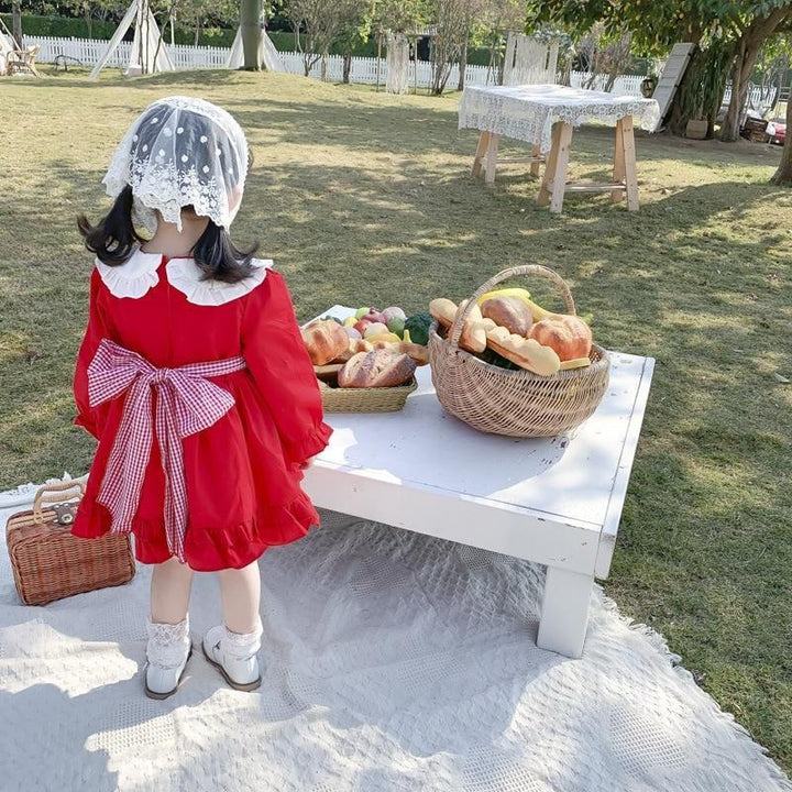 Baby Girls Lolita Strawberry Dress Spanish Birthday Baptism Dresses with Hats - MomyMall