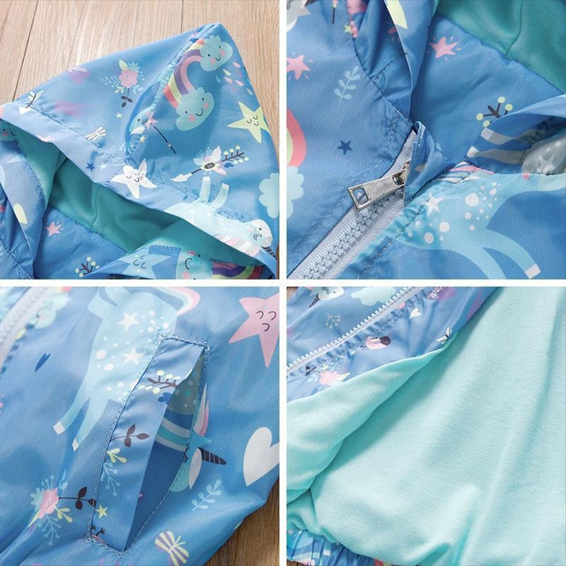 Girls Boys Coats Winter Windbreaker Floral Jackets 3-7 Years