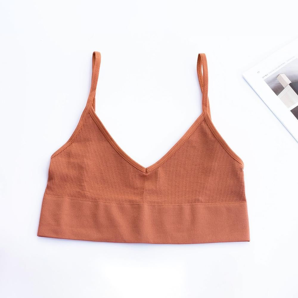 V-Neck Ribbed Sports Crop Cami Top