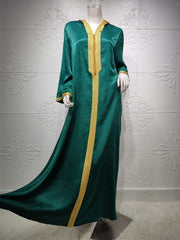 Moroccan Kaftan Hooded Robe - MomyMall Green abaya / S