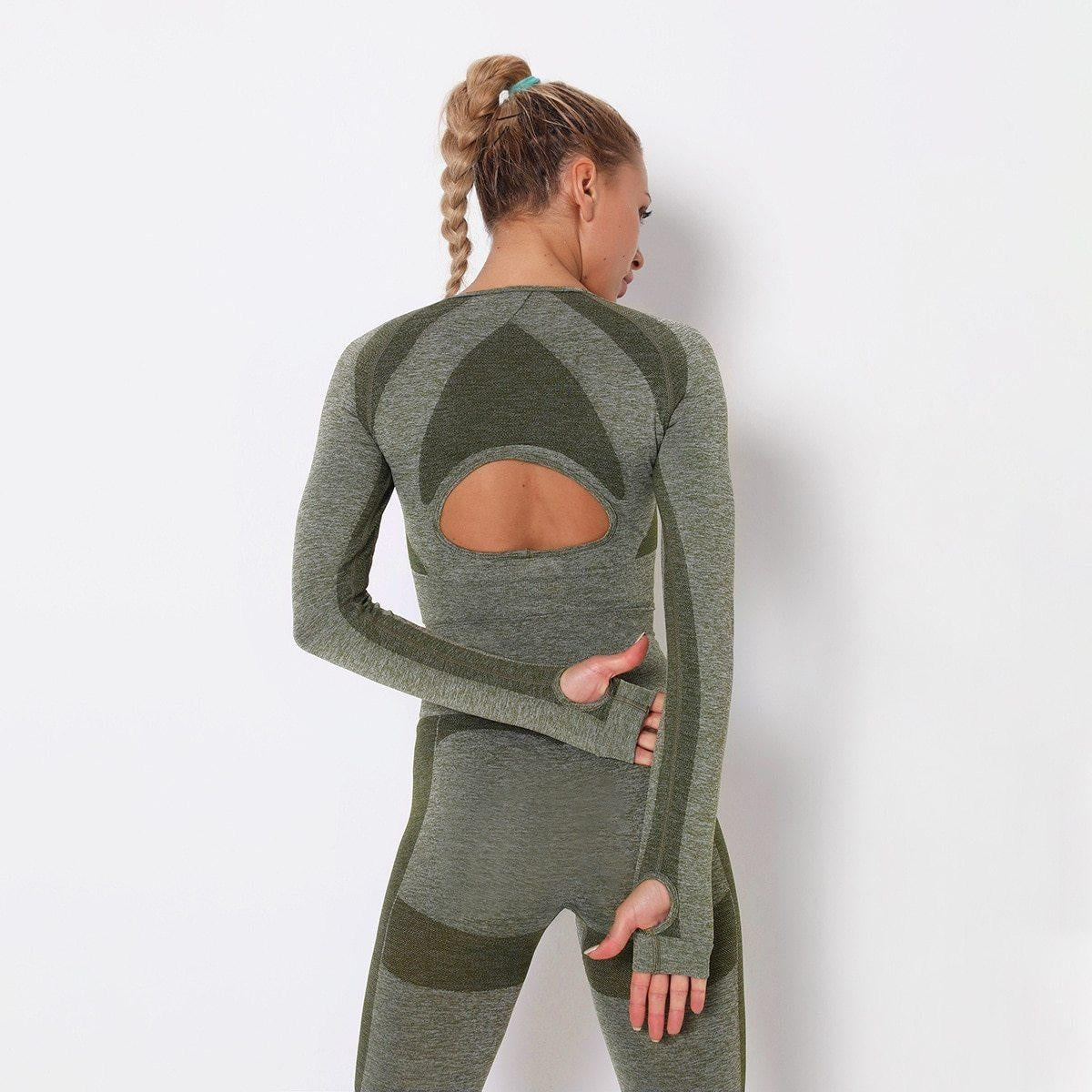 Long Sleeve Seamless Quick Dry Gym Crop Top