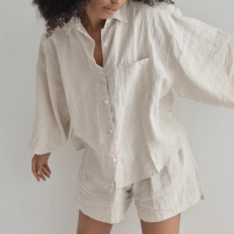 Oversized Pocket Shirt & High Waist Shorts Loungewear Co-Ord