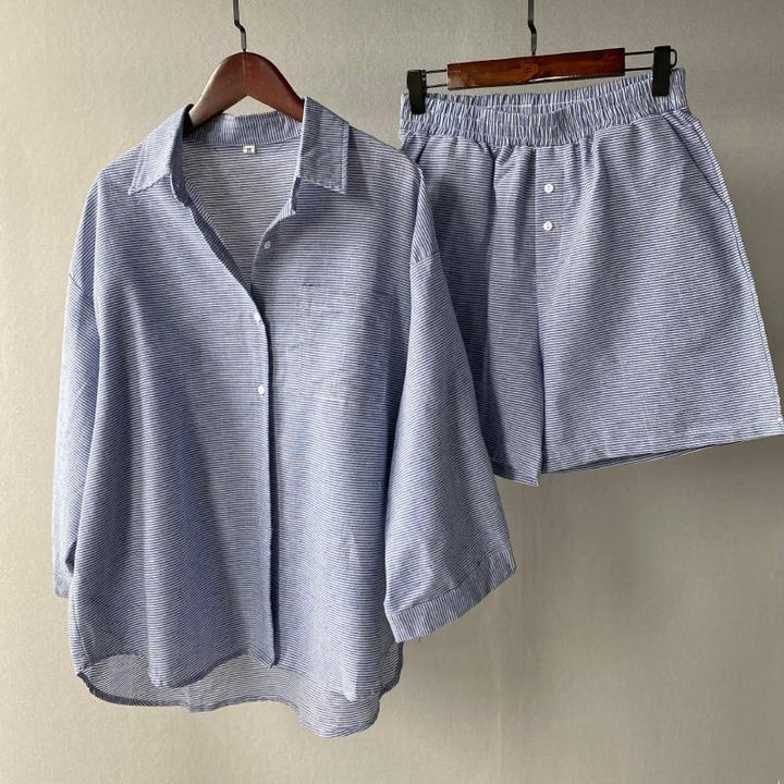 Oversized Pocket Shirt & High Waist Shorts Loungewear Co-Ord