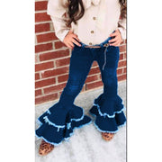 Fashion Girls Flared Trousers Jeans Bell-bottom Trousers Wide Leg Denim Pants - MomyMall