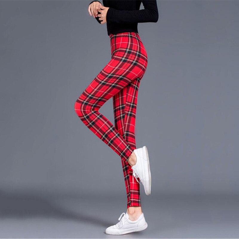 Plaid High Waist Fitness Leggings - MomyMall RED / S