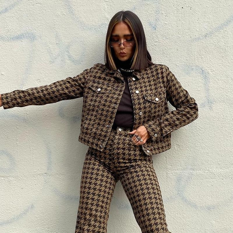 Houndstooth Vintage Cropped Jacket