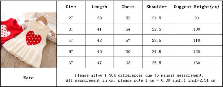 Autumn Girls Vest Sweater Dress Love Sleeveless Dress