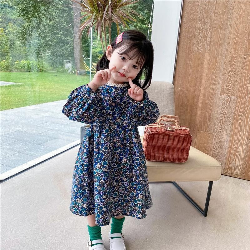 Autumn Girls Fashion Floral Dresses 1-6 Years - MomyMall