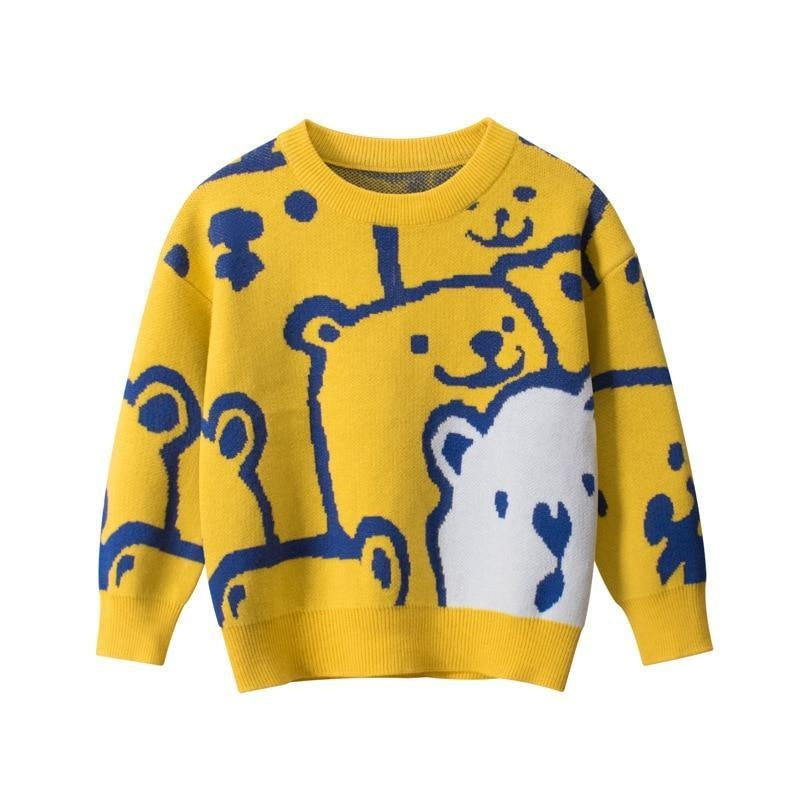 Kids Boys Sweater Full Sleeve O-Neck Print Cartoon Pullover 2-9 Years