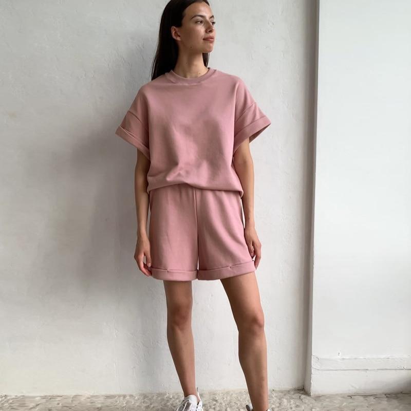 Short Sleeve T-Shirt & High Waist Short Basic Loungewear Co-Ord