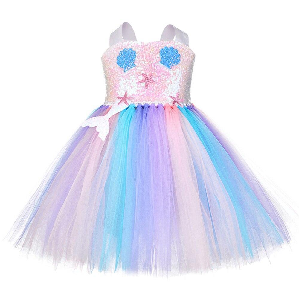 Girl Sequin Princess Ariel  Birthday Party Mermaid Starfish Dresses