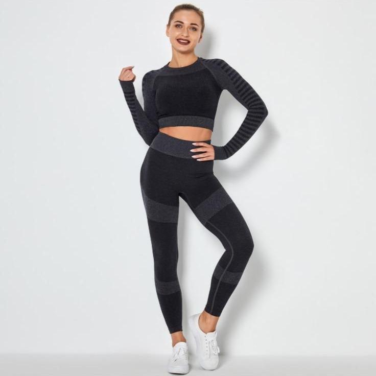 Long Sleeve Seamless Crop Top & Fitness Leggings Set