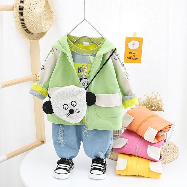 Kids Clothes Boys and Girls Suits Long Sleeve Korean Style 3 Pcs Set 0-4 Years - MomyMall