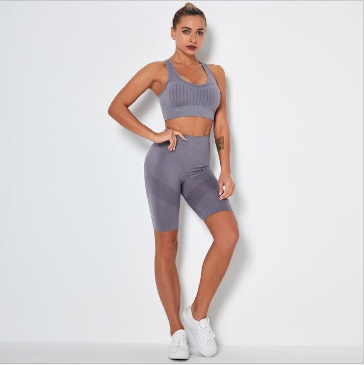 High Waist Seamless Activewear Crop Top Set