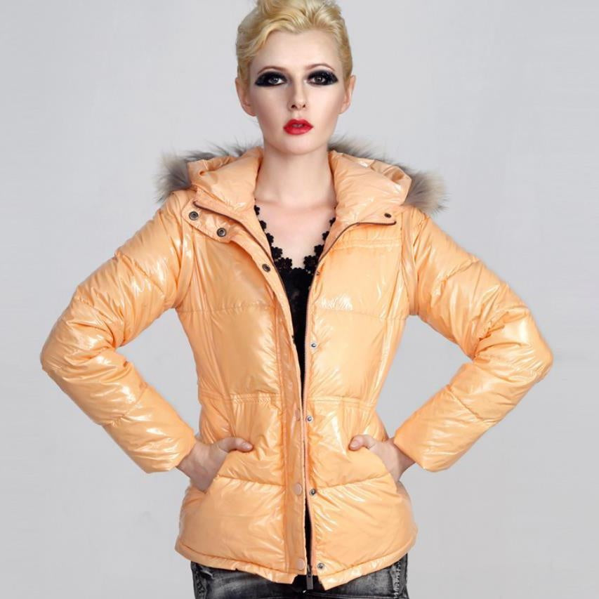 Glossy Faux Fur Hooded Coat With Detachable Sleeves