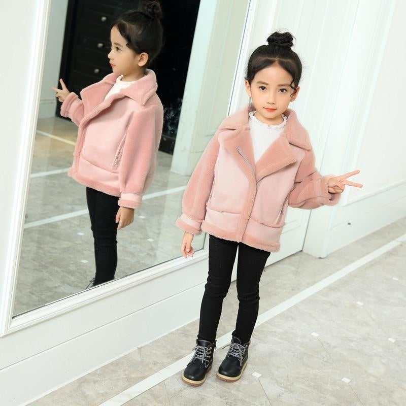 Kids Winter Jackets Thickening Warm Cashmere Fake Fur Coat for Boys Girls