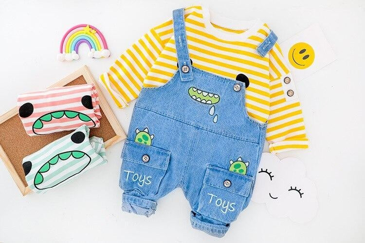 Baby Girls Boy Clothing Sets Striped Jeans 2Pcs Outfit 1-4 Years - MomyMall