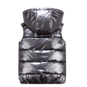 Plus Size High Shine Hodded Puffer Vest