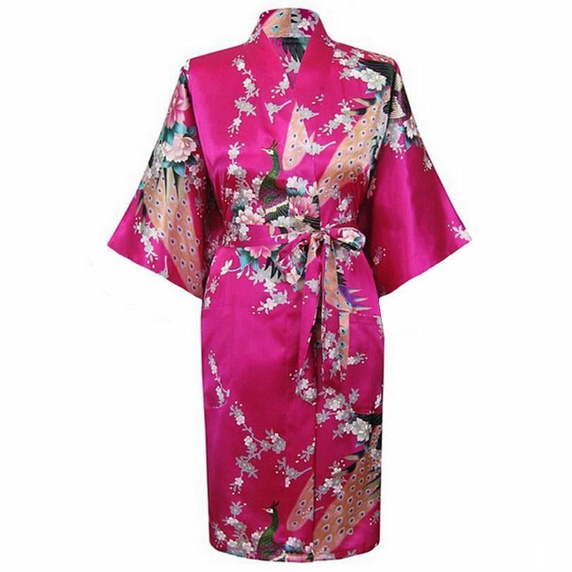 Satin Floral Kimono Robe - Plus Size Robe Mini Dress