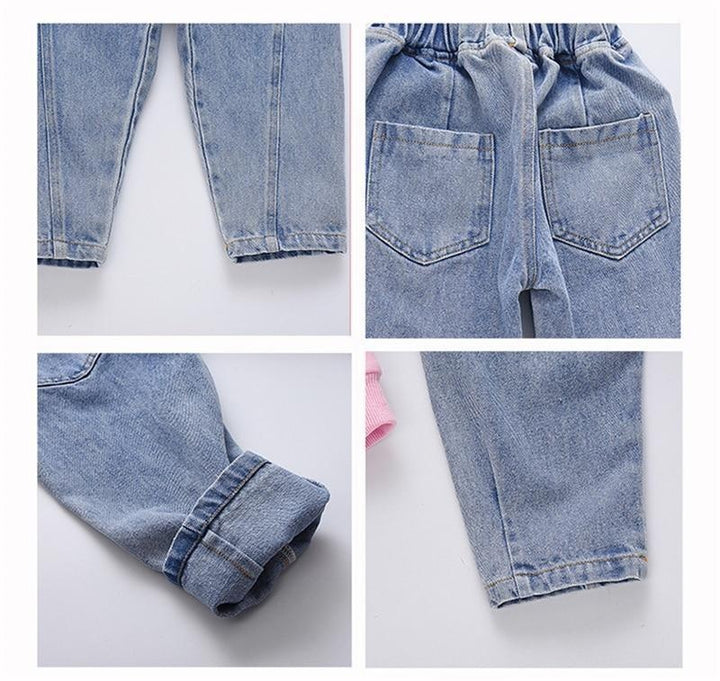 Baby Girls Jeans Autumn Trousers Fashion Denim Pants 2-8 Years - MomyMall